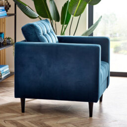 Furniturebox Uk Jenna Navy Blue Velvet Armchair - thumbnail 2