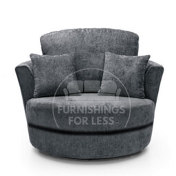 Furnishings For Less UK Monaco Chenille Fabric Swivel Chair 360 Rotation Foam Grey