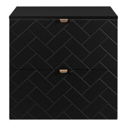 Heze Furniture Trend Herringbone Pattern Door 120Cm Bathroom Cabinet Vanity Unit With Worktop - Black - thumbnail 4