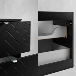 Heze Furniture Trend Herringbone Pattern Door 120Cm Bathroom Cabinet Vanity Unit With Worktop - Black - thumbnail 5