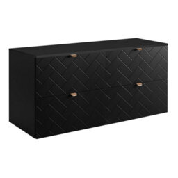 Heze Furniture Trend Herringbone Pattern Door 120Cm Bathroom Cabinet Vanity Unit With Worktop - Black - thumbnail 2