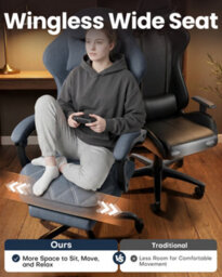 Fabric Gaming Chair For Adults, Massage Computer Chairs With Footrest, Headrest And Lumbar Support, Blue - thumbnail 6