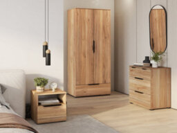 Arte Elegant Tokyo Bedroom Set - Wardrobe, Bedside Table, Chest Of Drawers, Oak Mauvella Finish, Modern Design - thumbnail 2