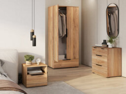 Arte Elegant Tokyo Bedroom Set - Wardrobe, Bedside Table, Chest Of Drawers, Oak Mauvella Finish, Modern Design - thumbnail 3
