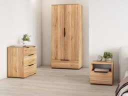 Arte Elegant Tokyo Bedroom Set - Wardrobe, Bedside Table, Chest Of Drawers, Oak Mauvella Finish, Modern Design - thumbnail 1