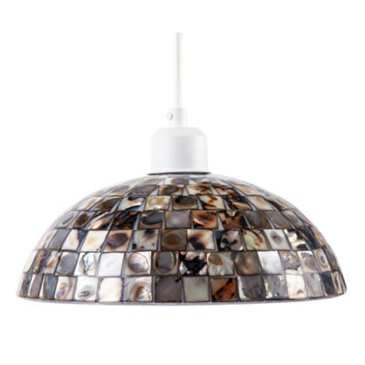 Happy Homewares Natural Mother Of Pearl Shell Mosaic Dome Ceiling Pendant Light Shade - image 1