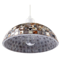 Happy Homewares Natural Mother Of Pearl Shell Mosaic Dome Ceiling Pendant Light Shade - thumbnail 3