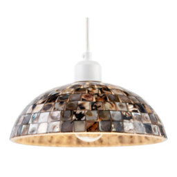Happy Homewares Natural Mother Of Pearl Shell Mosaic Dome Ceiling Pendant Light Shade - thumbnail 2