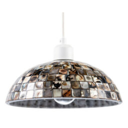 Happy Homewares Natural Mother Of Pearl Shell Mosaic Dome Ceiling Pendant Light Shade - thumbnail 5