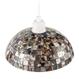 Happy Homewares Natural Mother Of Pearl Shell Mosaic Dome Ceiling Pendant Light Shade - thumbnail 4