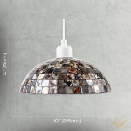 Happy Homewares Natural Mother Of Pearl Shell Mosaic Dome Ceiling Pendant Light Shade - thumbnail 7