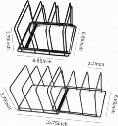 Extendable Pan And Bakeware Rack 3 Slot Kitchen Cupboard Organiser For Trays Boards And Lids Heavy Duty Metal Storage Stand - thumbnail 3