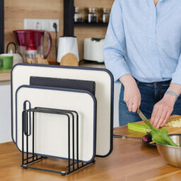 Extendable Pan And Bakeware Rack 3 Slot Kitchen Cupboard Organiser For Trays Boards And Lids Heavy Duty Metal Storage Stand - thumbnail 6