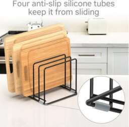 Extendable Pan And Bakeware Rack 3 Slot Kitchen Cupboard Organiser For Trays Boards And Lids Heavy Duty Metal Storage Stand - thumbnail 5