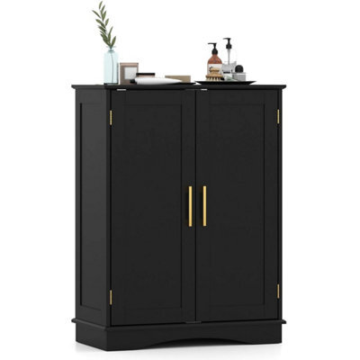 Bathroom Black Floor Storage Cabinet 80Cm Cupboard Buffet Cabinet - image 1