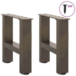 Berkfield Coffee Table Legs Natural Steel 2 Pcs 40X(30-31) Cm Steel - thumbnail 4