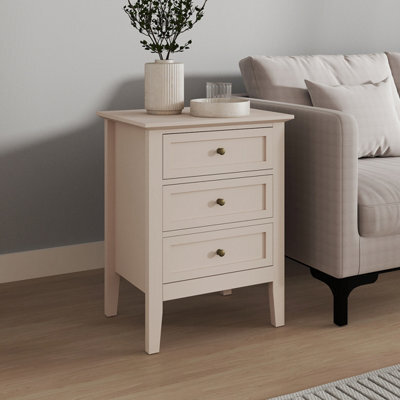 Melody Maison 3 Drawer Bedside Table - Rowley Taupe Grey Range - image 1