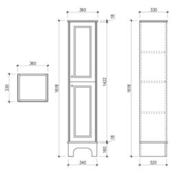 Plum&clay Beckett White Floor Standing Bathroom Tall Storage Unit (H)1618mm (W)360mm - thumbnail 6