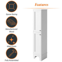 Plum&clay Beckett White Floor Standing Bathroom Tall Storage Unit (H)1618mm (W)360mm - thumbnail 4