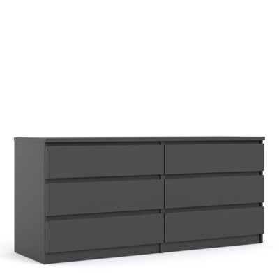 Furniture To Go Naia Wide Chest Of 6 Drawers (3+3) In Black Matt (W) 153.6 X (H) 70.1 X (D) 50Cm - image 1