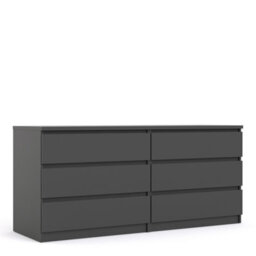Furniture To Go Naia Wide Chest Of 6 Drawers (3+3) In Black Matt (W) 153.6 X  (H) 70.1 X (D) 50Cm