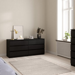 Furniture To Go Naia Wide Chest Of 6 Drawers (3+3) In Black Matt (W) 153.6 X  (H) 70.1 X (D) 50Cm - thumbnail 6