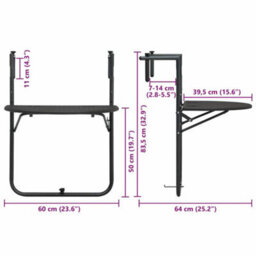 Walplus Hanging Balcony Table Brown 60X64X83.5 Cm Plastic Rattan Look - thumbnail 9