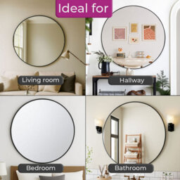 Neo Black Round Metal Frame Wall Mirror - thumbnail 4