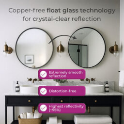 Neo Black Round Metal Frame Wall Mirror - thumbnail 5