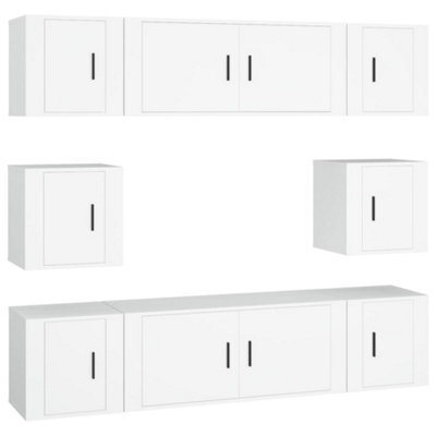 Berkfield Classic 8 Piece Tv Cabinet Set White Engineered Wood - image 1