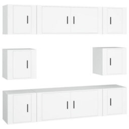 Berkfield Classic 8 Piece Tv Cabinet Set White Engineered Wood - thumbnail 1