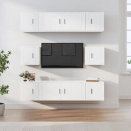 Berkfield Classic 8 Piece Tv Cabinet Set White Engineered Wood - thumbnail 2