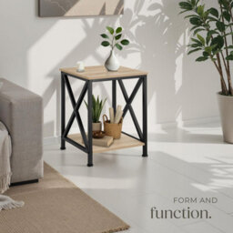 Tectake Bedside Table Carlton - Industrial Style, With 2 Shelves, 40.5 X 40.5 X 52.5 Cm - Industrial Wood Light, Oak Sonoma - thumbnail 8