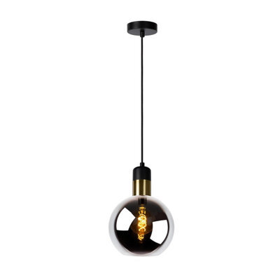 Lucide Julius Glass Ceiling Pendant Light Black Smoked - image 1