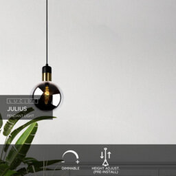 Lucide Julius Glass Ceiling Pendant Light Black Smoked - thumbnail 2