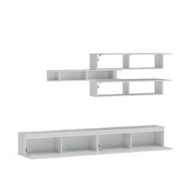 Decorotika Alicante Moduler Modern Tv Unit Wall Mount High Gloss White - thumbnail 5
