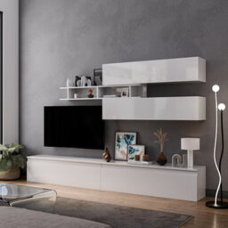 Decorotika Alicante Moduler Modern Tv Unit Wall Mount High Gloss White - thumbnail 2
