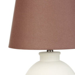 Beliani Table Lamp - White Ceramic Base With Linen Drum Shade, Minimalist Bedside And Side Table Lamp - thumbnail 5
