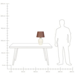Beliani Table Lamp - White Ceramic Base With Linen Drum Shade, Minimalist Bedside And Side Table Lamp - thumbnail 8