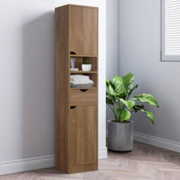 Urbn-Living Urbnliving 170 Cm Height Oak Wooden Tall 2 Door 1 Drawer Shelves Bathroom Cabinet Storage Unit Modern - thumbnail 2