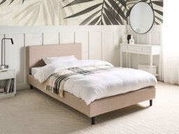 Beliani Bed Fabric Fitou 120 X 200 Cm (Eu Small Double) Beige - thumbnail 2