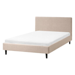 Beliani Bed Fabric Fitou 120 X 200 Cm (Eu Small Double) Beige - thumbnail 1