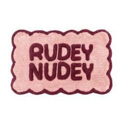 Allure Bath Fashions Rudey Nudey Slogan Scalloped Bath Mat Non Slip Bathroom Rug (Burgundy/pink) - thumbnail 2