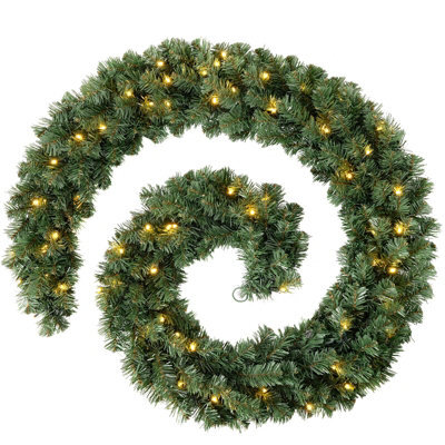 Werchristmas Pre-Lit Extra-Thick Pine Artificial Christmas Garland 9 Ft, 80 Warm White Leds - image 1