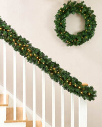 Werchristmas Pre-Lit Extra-Thick Pine Artificial Christmas Garland 9 Ft, 80 Warm White Leds - thumbnail 3