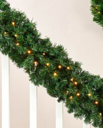 Werchristmas Pre-Lit Extra-Thick Pine Artificial Christmas Garland 9 Ft, 80 Warm White Leds - thumbnail 2