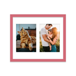 12X10 Inch 2 Opening Photo Collage Frame, Display Two 7X5 Inch Photos, Multi Aperture Family Picture Frame, Pink - thumbnail 1
