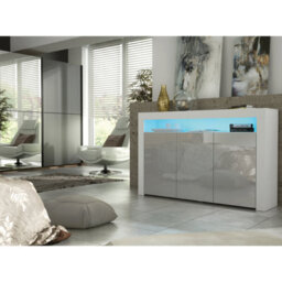 Tv Unit 155Cm Sideboard Cabinet Cupboard Tv Stand Living Room High Gloss Doors - White & Grey - thumbnail 4