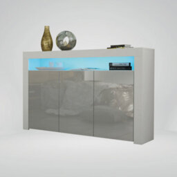 Tv Unit 155Cm Sideboard Cabinet Cupboard Tv Stand Living Room High Gloss Doors - White & Grey - thumbnail 3