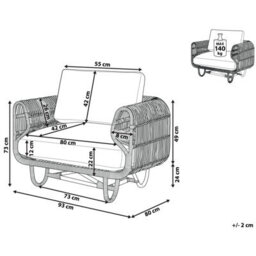 Beliani Garden Armchair Dolcedo Rattan Natural - thumbnail 3